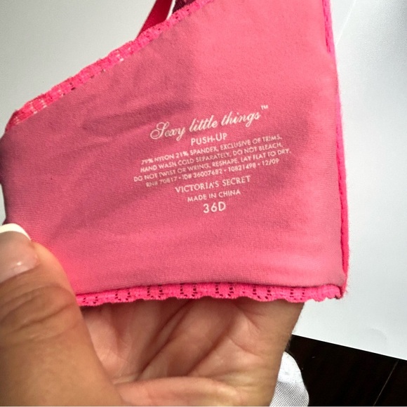 Victoria's Secret Sexy Little Things Push-Up Bra Pink Lace 36D - Picture 3 of 3